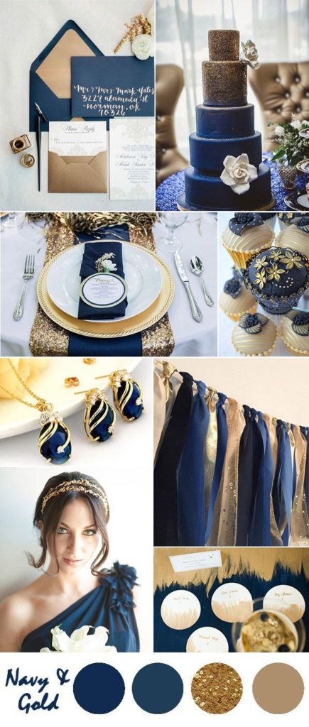 Navy blue and gold inspiration board