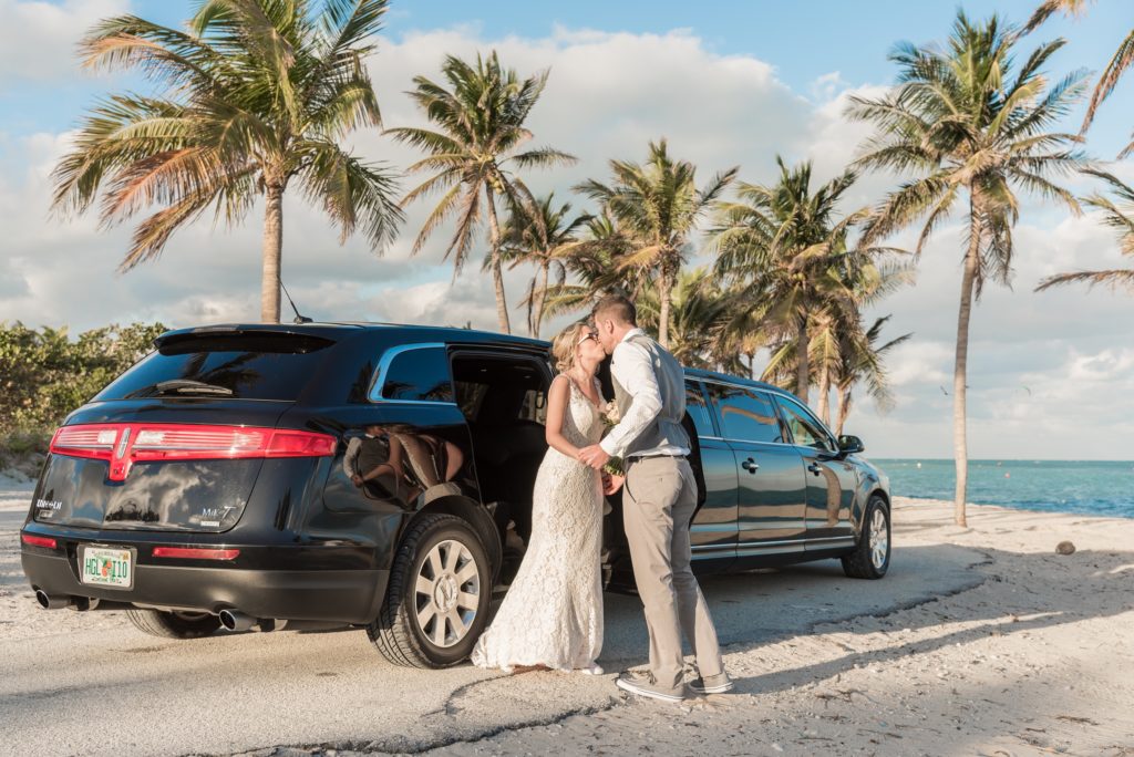 limo beach wedding